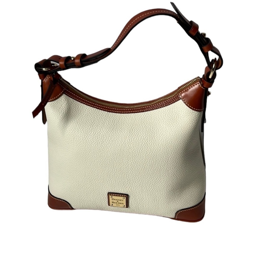 Dooney & Bourke Pebble Grain Leather Hobo Shoulder Bag Beige Brown NWT